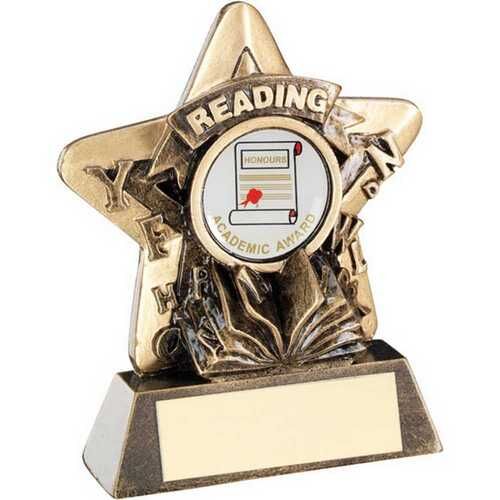 Bronze/Gold Reading Mini Star With Plate -  3.75" Thumbnail