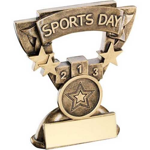 Bronze/Gold Sports Day Mini Cup With Plate - 3.75" Thumbnail