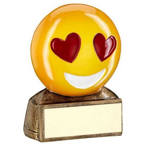 Bronze/Yellow/Red 'Heart Eyes Emoji' Figure With Plate - 2.75" Thumbnail