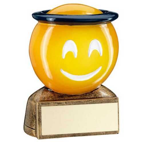 Bronze/Yellow/Blue 'Halo Emoji' Figure With Plate - 2.75" Thumbnail