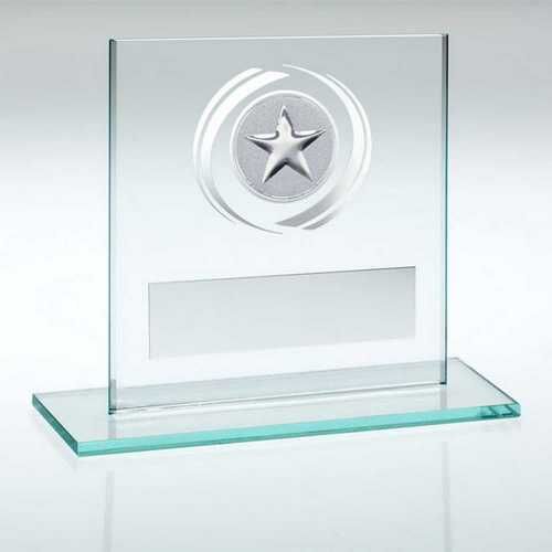 Jade/Silver Glass With Star Insert And Plate - 3.25" Thumbnail