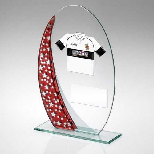 Jade/Red/Silver Oval Glass And Plate - (Requires Shirt C) - 8" Thumbnail