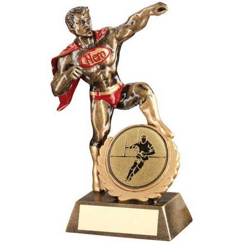 Bronze/Gold/Red Resin Generic 'Hero' Award With Rugby Insert And Plate - 7.25" Thumbnail