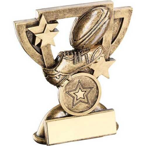 Bronze/Gold Rugby Mini Cup With Plate -   3.75" Thumbnail