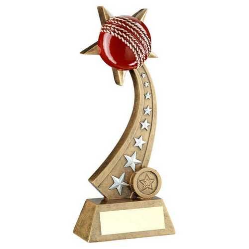 Brz/Pew/Red Cricket Ball On Star Trail With Plate - 8" Thumbnail