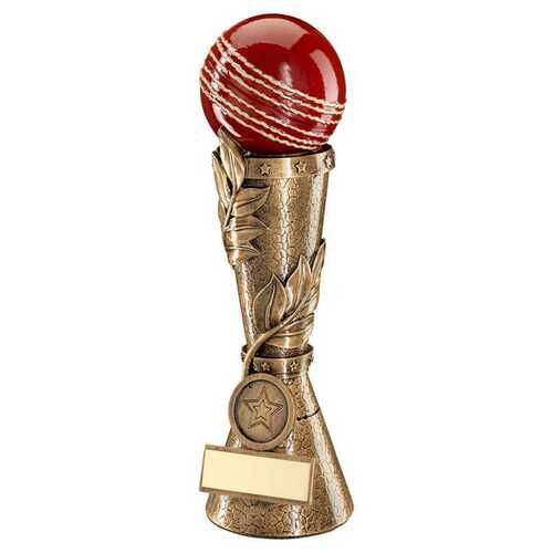 Brz/Gold/Red Cricket Ball Leaf Column With Plate - 11" Thumbnail