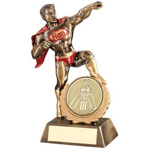 Bronze/Gold/Red Resin Generic 'Hero' Award With Cricket insert And Plate - 7.25" Thumbnail