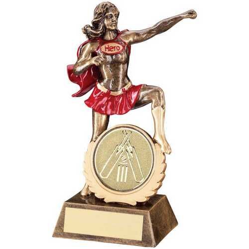 Brz/Gold/Red Resin Female 'Hero' Award With Cricket Insert - 7.5" Thumbnail