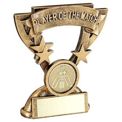 Bronze/Gold Player Of The Match Mini Cup With Cricket Insert And Plate - 3.75" Thumbnail