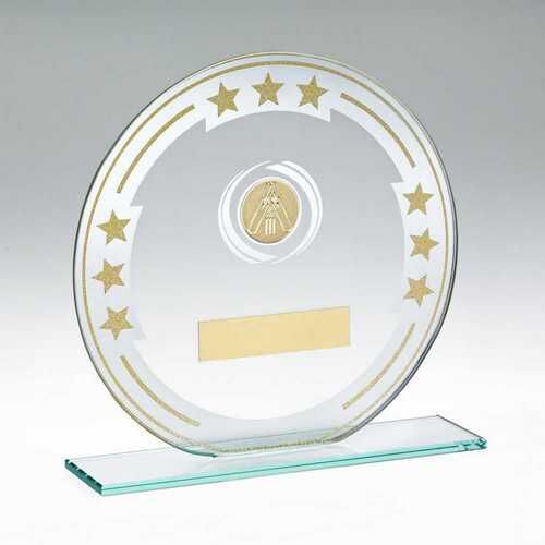 Jade/Silver/Gold Round Glass With Cricket "Insert And Plate - 6.25" Thumbnail