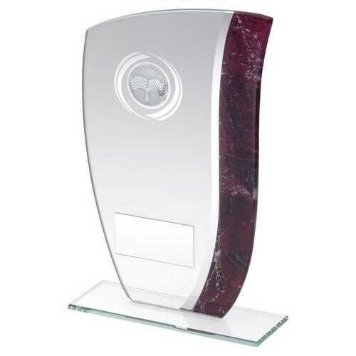 Jade Glass Claret/Silver Marble Detail With Motor Sport Insert And Plate - 7.25" Thumbnail