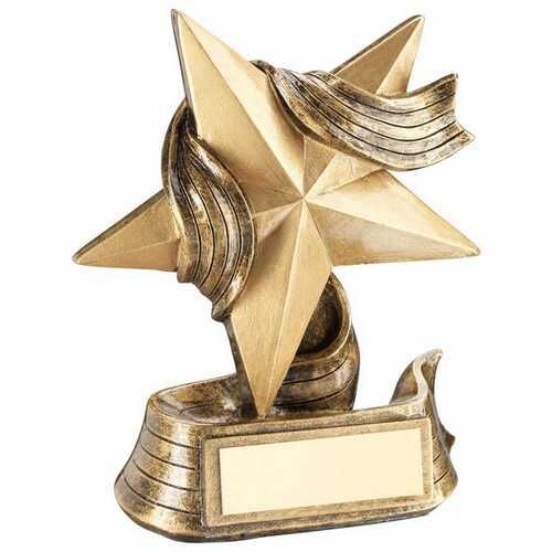 Bronze/Gold Star And Ribbon Award With Plate - 5.5" Thumbnail