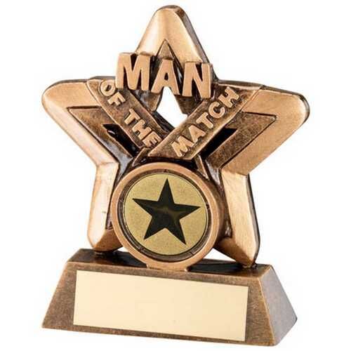 Bronze/Gold Man Of The Match Mini Star With Plate -  3.75" Thumbnail