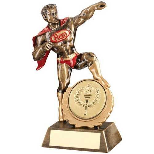 Bronze/Gold/Red Resin Generic 'Hero' With Plate -  7.25" Thumbnail