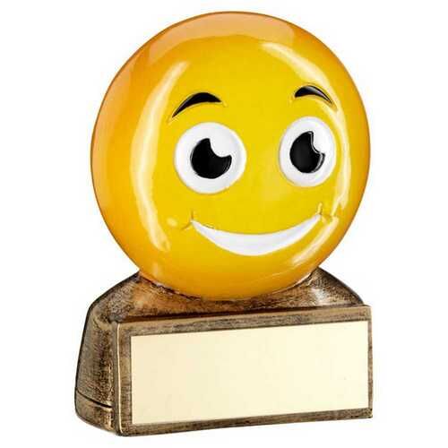 Bronze/Yellow 'Smiling Emoji' Figure With Plate - 2.75" Thumbnail