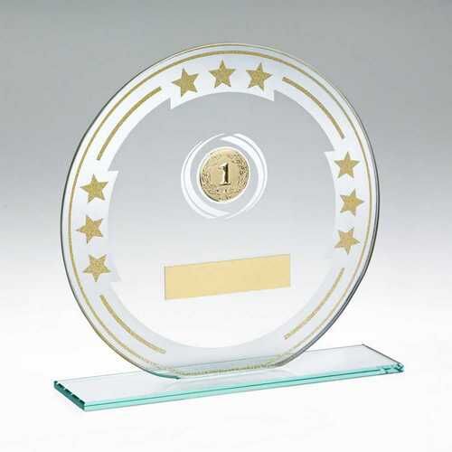 Jade Round Glass With Silver/Gold Detail And Plate - 6.25" Thumbnail