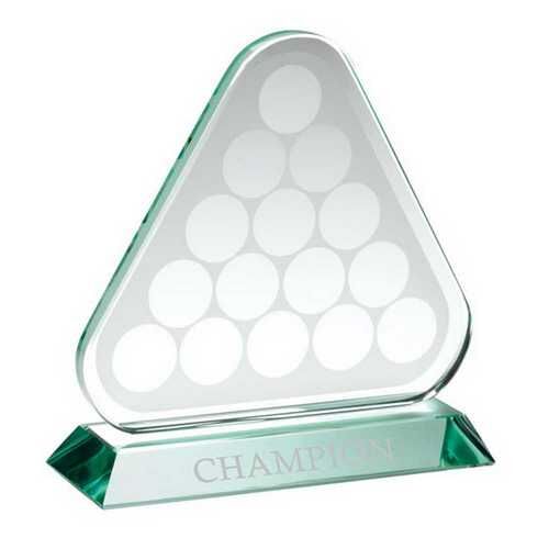 Jade Glass Triangle Plaque With Pool/Snooker Balls  - 6.75" Thumbnail