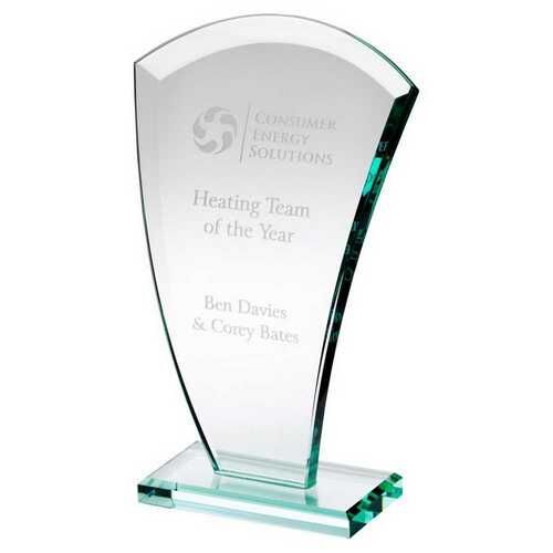 Jade Glass Curved V Plaque  - 6.5" Thumbnail