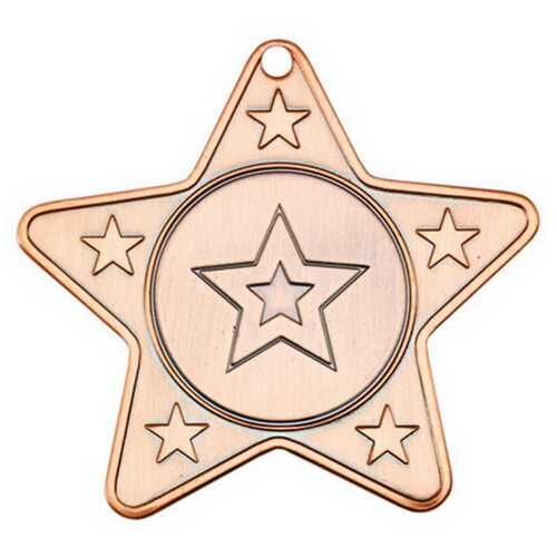 Star Shaped Medal With 5 Mini Stars  - Bronze 2" Thumbnail