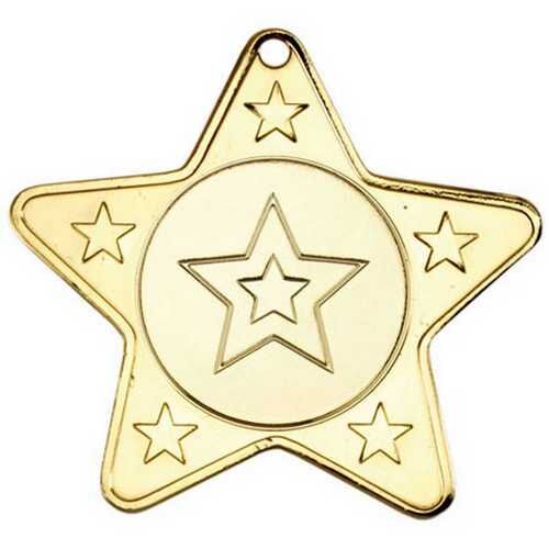Star Shaped Medal With 5 Mini Stars  - Gold 2" Thumbnail