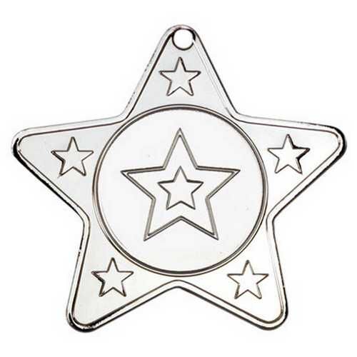 Star Shaped Medal With 5 Mini Stars  - Silver 2" Thumbnail