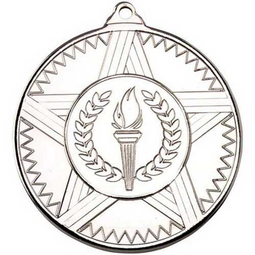 Striped Star Medal  - Silver 2" Thumbnail