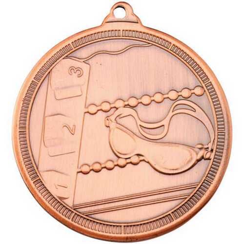Swimming 'Multi Line' Medal - Bronze 2" Thumbnail