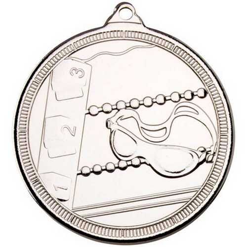 Swimming 'Multi Line' Medal - Silver 2" Thumbnail
