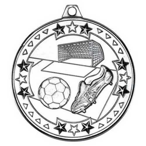 Football 'Tri Star' Medal - Silver 2" Thumbnail