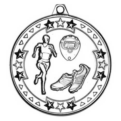 Running 'Tri Star' Medal - Silver 2" Thumbnail