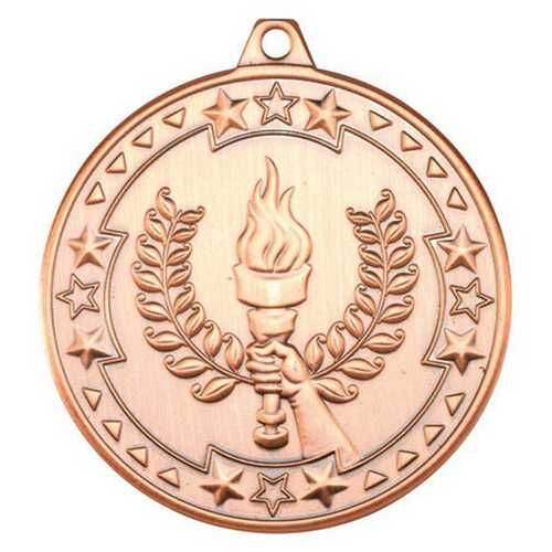 Victory Torch 'Tri Star' Medal - Bronze 2" Thumbnail