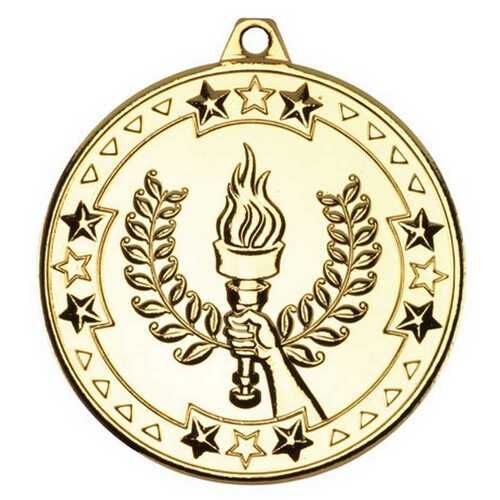 Victory Torch 'Tri Star' Medal - Gold 2" Thumbnail