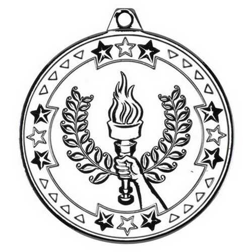 Victory Torch 'Tri Star' Medal - Silver 2" Thumbnail