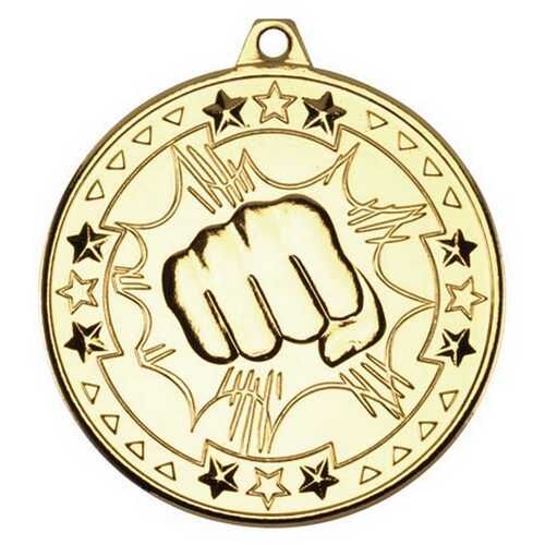Martial Arts 'Tri Star' Medal - Gold 2" Thumbnail