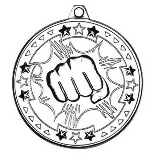 Martial Arts 'Tri Star' Medal - Silver 2" Thumbnail
