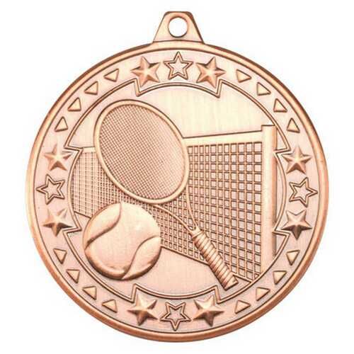 Tennis 'Tri Star' Medal - Bronze 2" Thumbnail