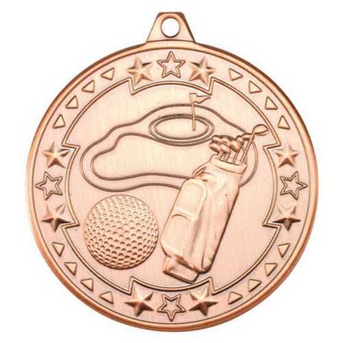 Golf 'Tri Star' Medal - Bronze 2" Thumbnail