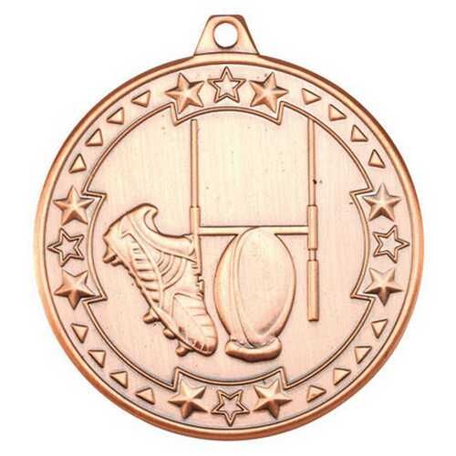 Rugby 'Tri Star' Medal - Bronze 2" Thumbnail