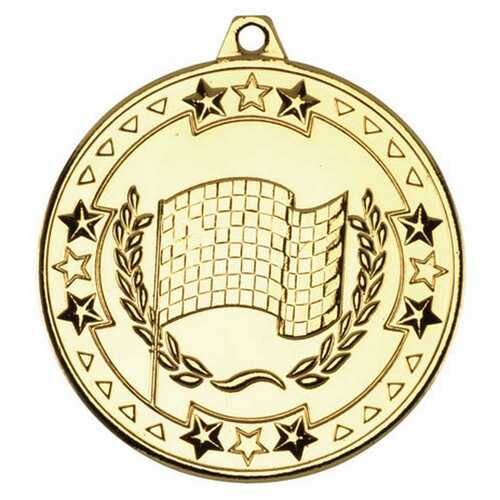 Motor Sport 'Tri Star' Medal - Gold 2" Thumbnail