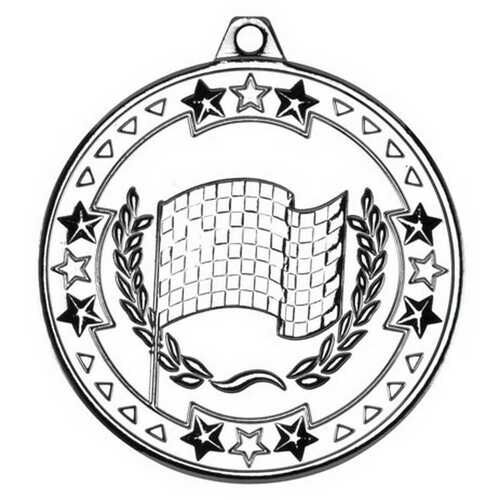 Motor Sport 'Tri Star' Medal - Silver 2" Thumbnail