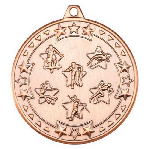 Multi Athletics 'Tri Star' Medal - Bronze 2" Thumbnail