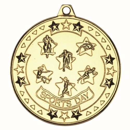 Sports Day 'Tri Star' Medal - Gold 2" Thumbnail