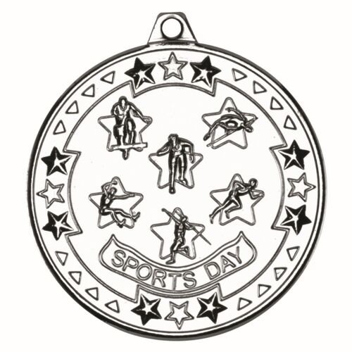 Sports Day 'Tri Star' Medal - Silver 2" Thumbnail