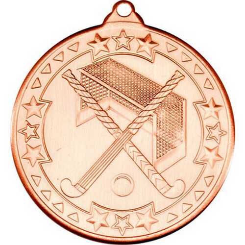 Hockey 'Tri Star' Medal - Bronze 2" Thumbnail