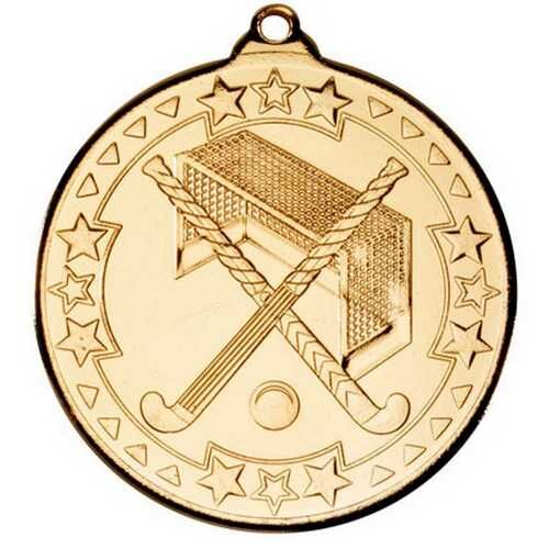 Hockey 'Tri Star' Medal - Gold 2" Thumbnail