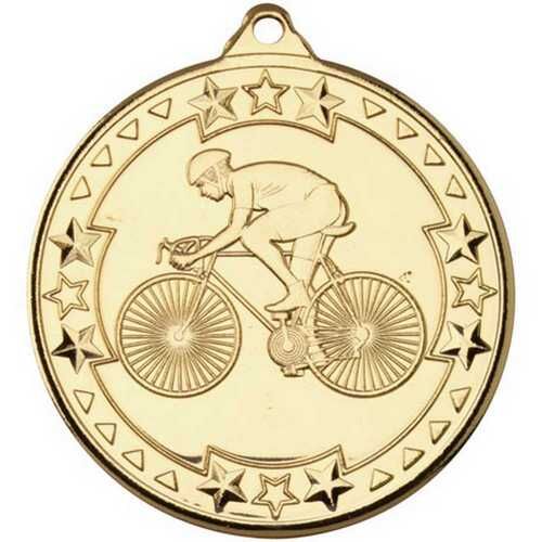 Cycling 'Tri Star' Medal - Gold 2" Thumbnail