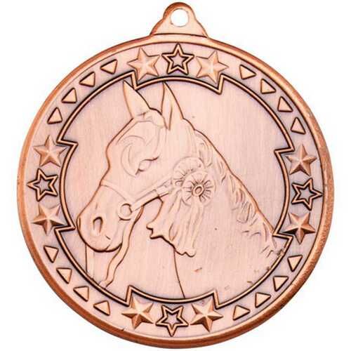 Horse 'Tri Star' Medal - Bronze 2" Thumbnail