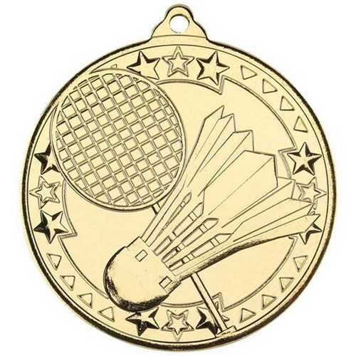 Badminton 'Tri Star' Medal - Gold 2" Thumbnail