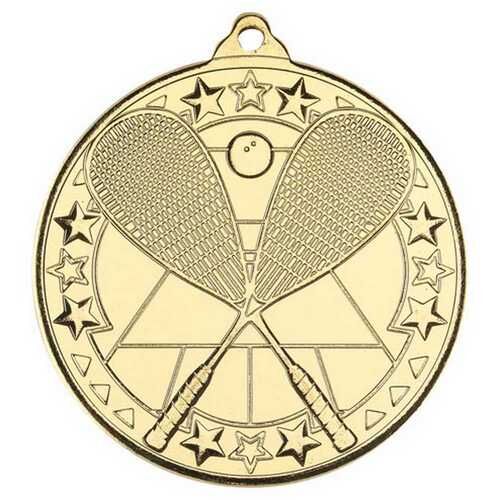 Squash 'Tri Star' Medal - Gold 2" Thumbnail