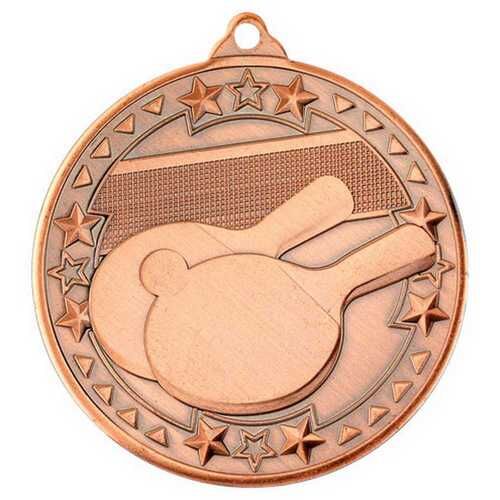 Table Tennis 'Tri Star' Medal - Bronze 2" Thumbnail
